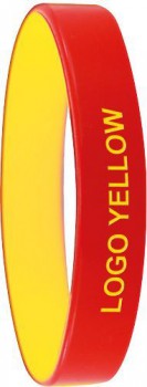 Silikónový náramok KOLORO, červený/žltý