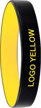 Silikónový náramok KOLORO, čierny/žltý