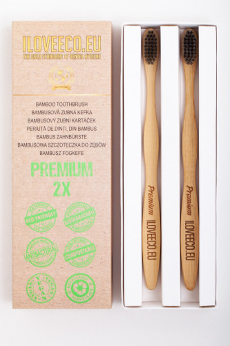 Ilove eco Bambusové zubné kefky Premium dvojité balenie